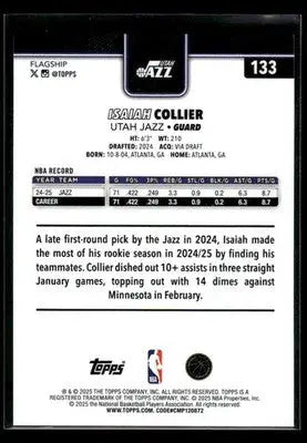 2025-26 Topps Isaiah Collier #133 Base Utah Jazz