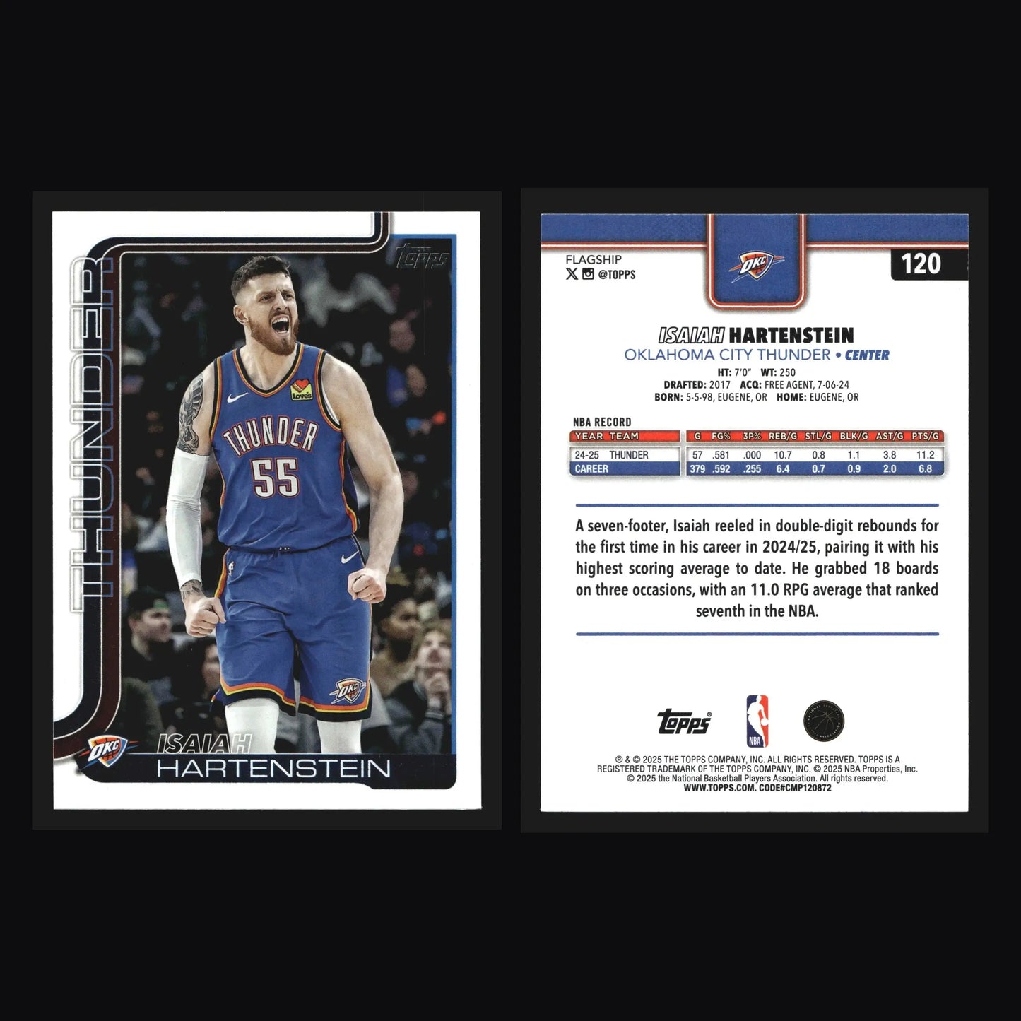 2025-26 Topps Isaiah Hartenstein #120 Oklahoma City Thunder - Basketball Card Single