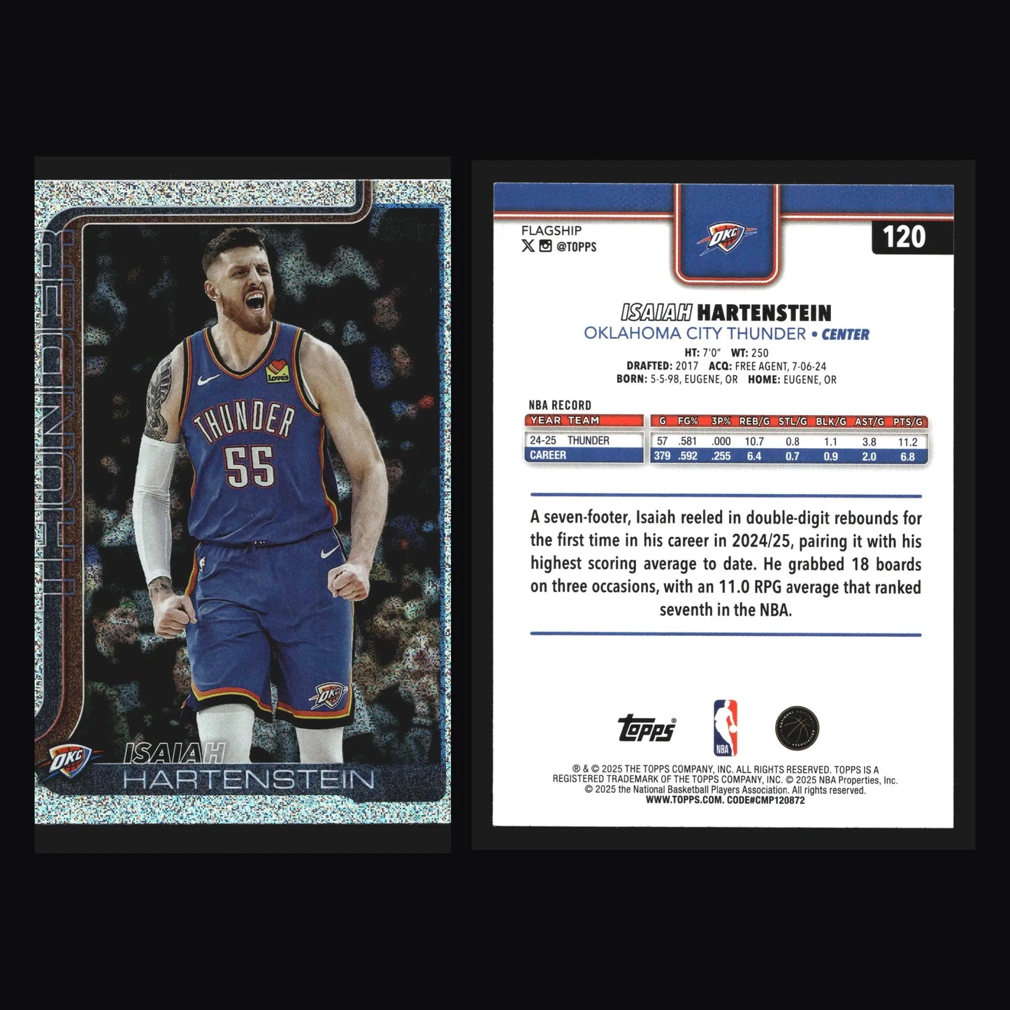 2025-26 Topps Isaiah Hartenstein #120 Sandglitter Thunder - Basketball Card Single