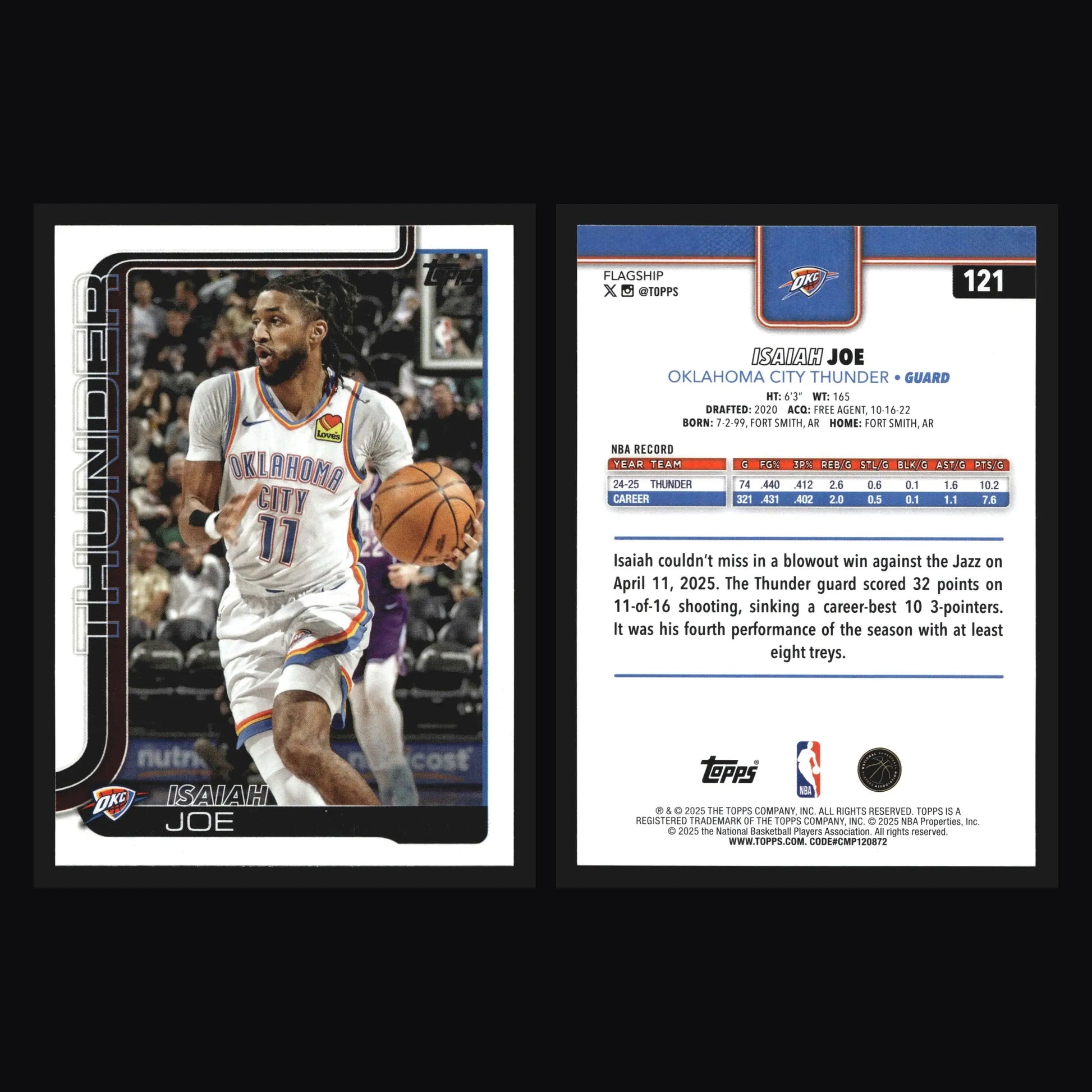 2025-26 Topps Isaiah Joe #121 Oklahoma City Thunder - Basketball Card Single