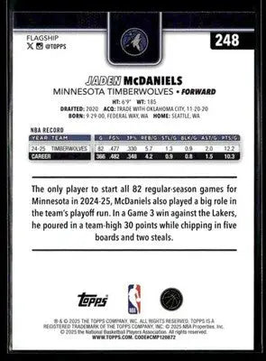 2025-26 Topps Jaden McDaniels #248 Minnesota Timberwolves