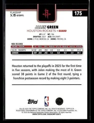 2025-26 Topps Jalen Green #175 Houston Rockets