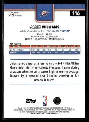 2025-26 Topps Jalen Williams #116 Oklahoma City Thunder