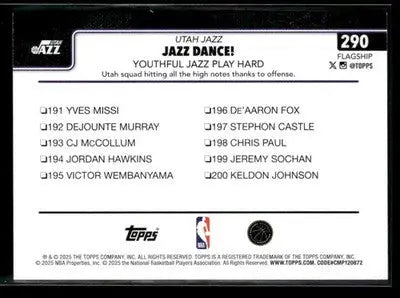 2025-26 Topps Jazz Dance!: Youthful Jazz Play Hard #290 Utah Jazz