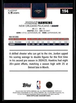 2025-26 Topps Jordan Hawkins #194 New Orleans Pelicans