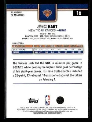 2025-26 Topps Josh Hart #16 New York Knicks
