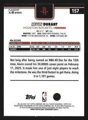 2025-26 Topps Kevin Durant #157 Houston Rockets - Basketball Card Single