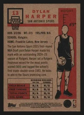 2025-26 Topps Living Set Dylan Harper #13 RC Rookie San Antonio Spurs - Basketball Card Single