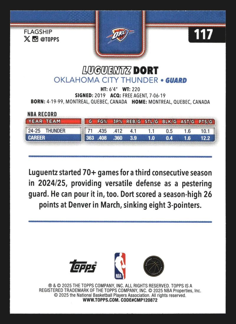 2025-26 Topps Luguentz Dort #117 Oklahoma City Thunder - Basketball Card Single