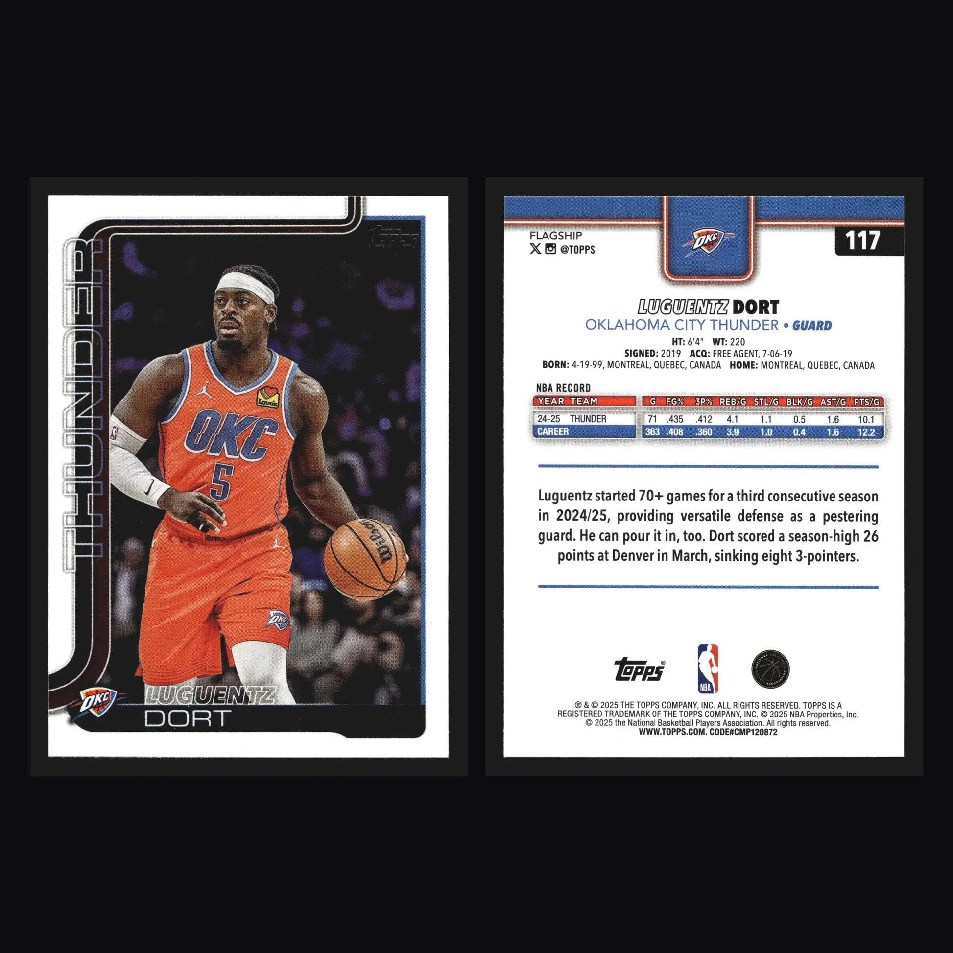 2025-26 Topps Luguentz Dort #117 Oklahoma City Thunder - Basketball Card Single