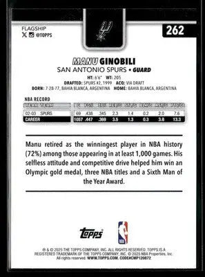 2025-26 Topps Manu Ginobili #262 San Antonio Spurs