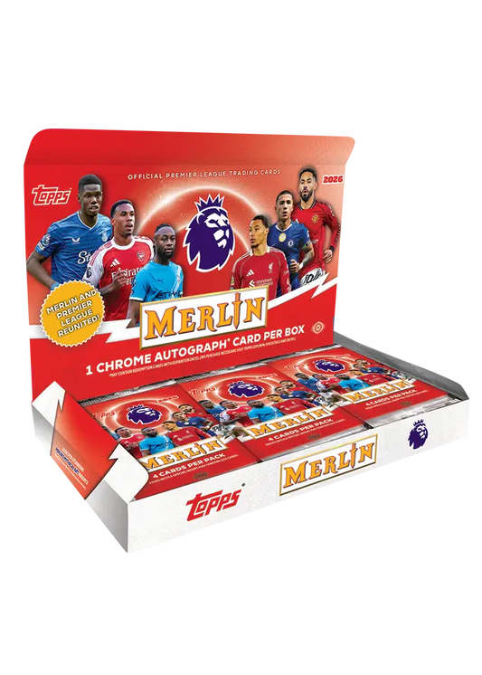 2026 Topps Merlin English Premier League Soccer Hobby Box
Topps Merlin Premier League Soccer Hobby Box product image
Merlin Premier League Chrome soccer trading cards