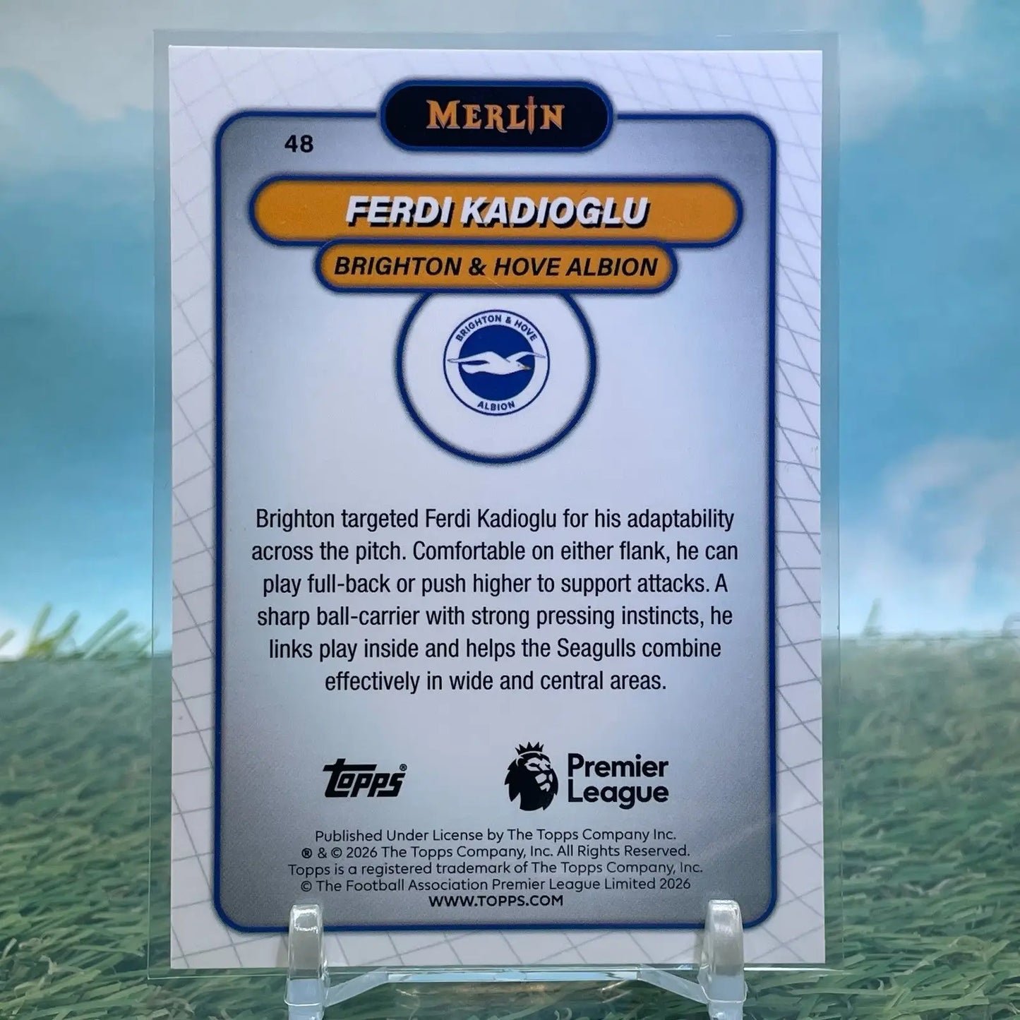 2025-26 Topps Merlin Premier League Ferdi Kadioglu Teal Mojo Refractor /199 - Soccer Card Single