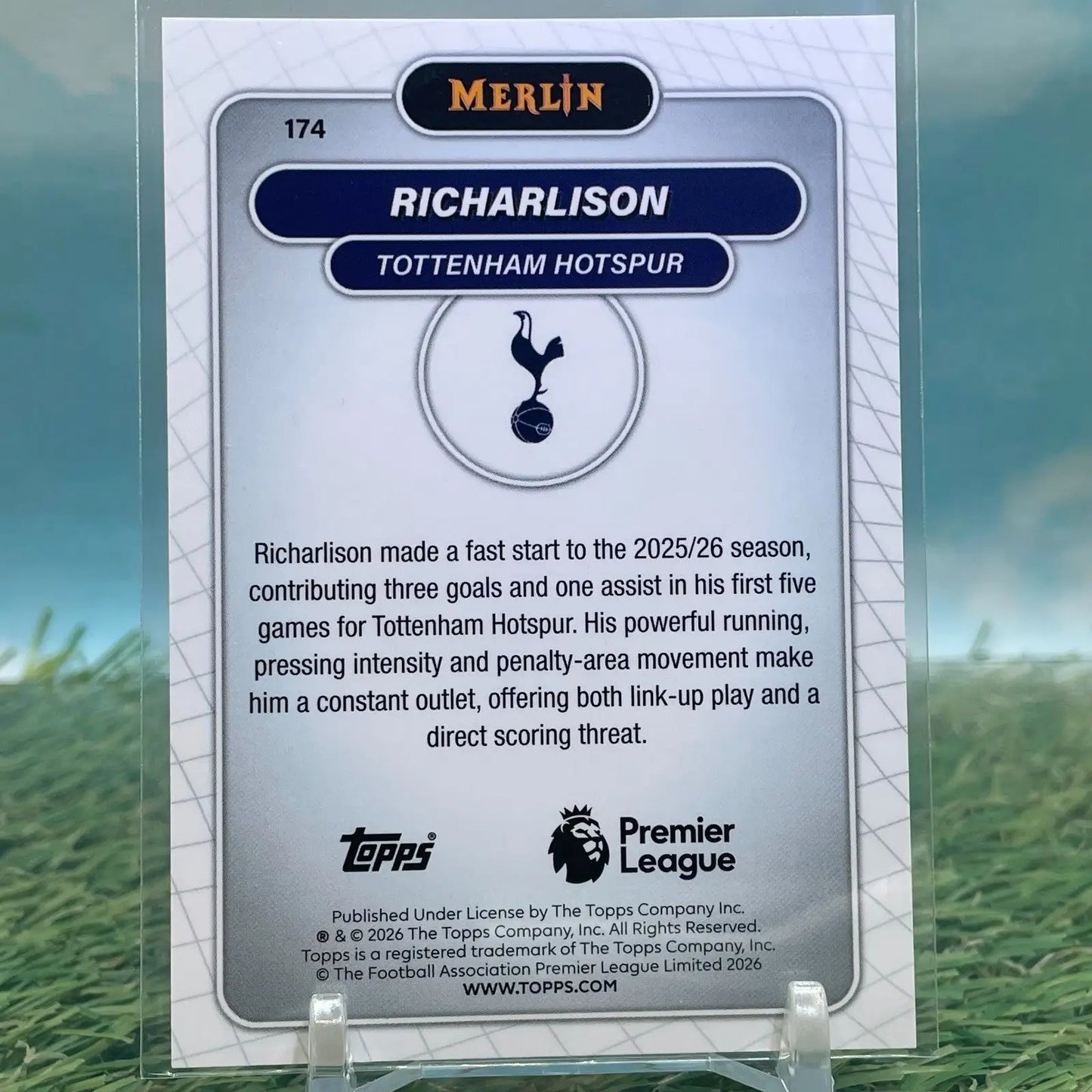 2025-26 Topps Merlin Premier League Richarlison Blue Refractor /150 - Soccer Card Single