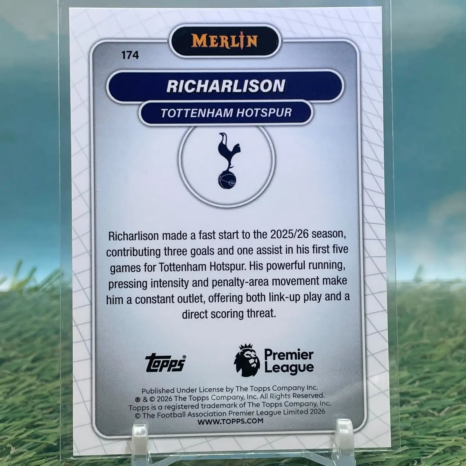 2025-26 Topps Merlin Premier League Richarlison Blue Refractor /150 - Soccer Card Single