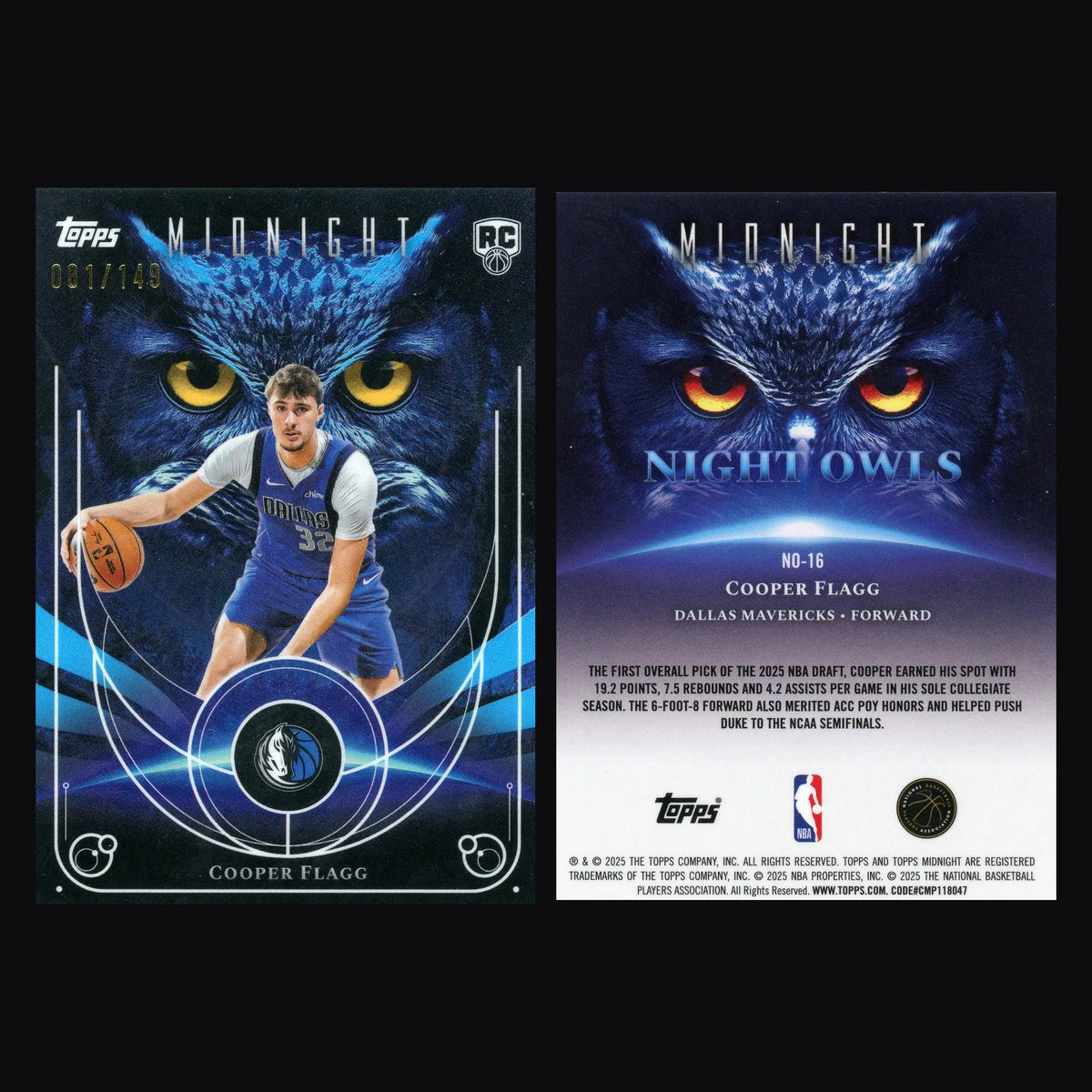 2025-26 Topps Midnight Cooper Flagg #NO-16 Night Owls Morning /149 RC - Basketball Card Single