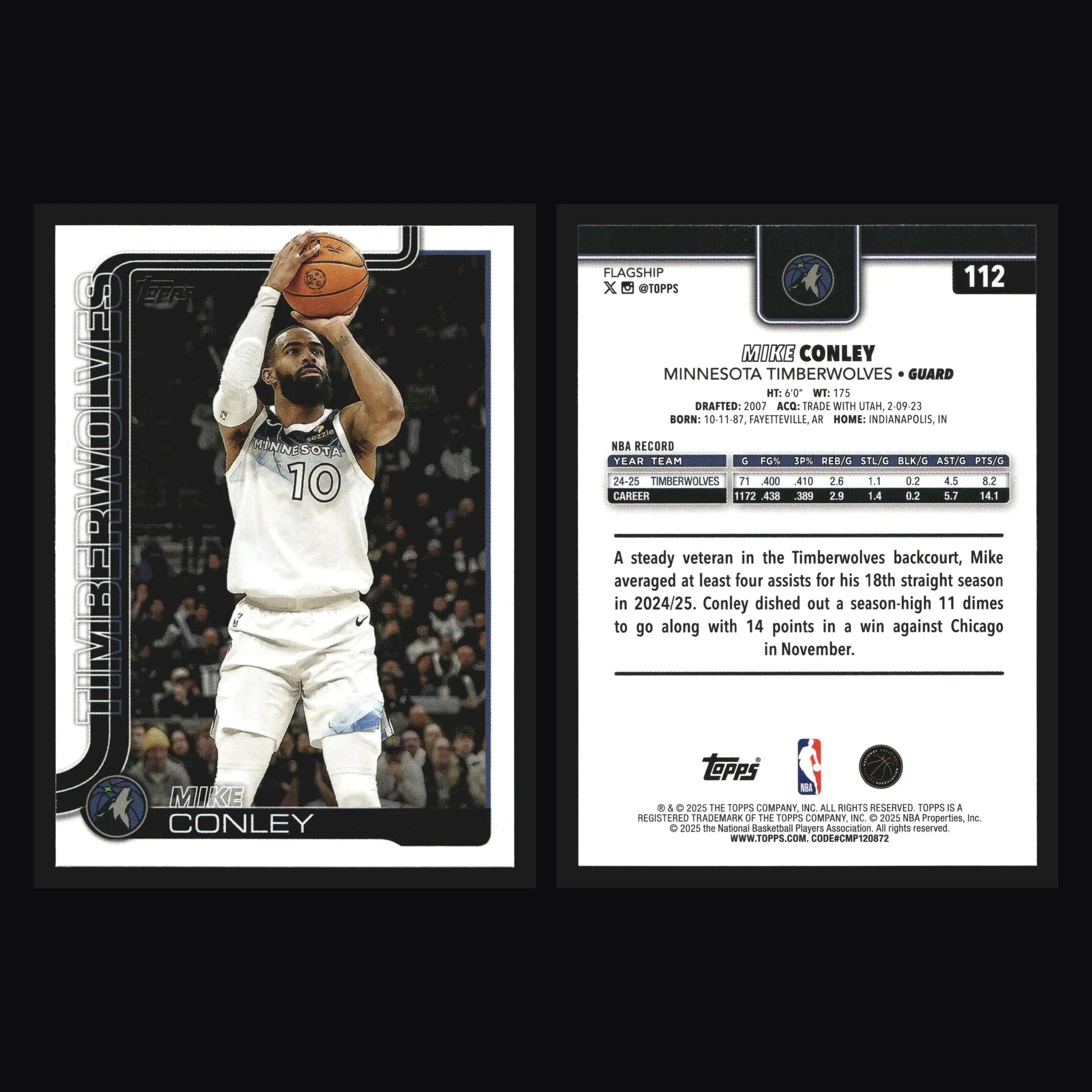2025-26 Topps Mike Conley #112 Minnesota Timberwolves - Basketball Card Single
