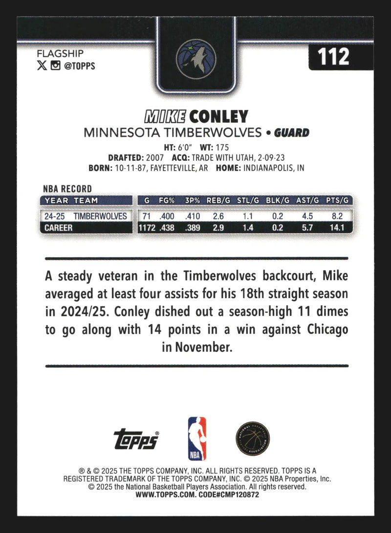 2025-26 Topps Mike Conley #112 Minnesota Timberwolves - Basketball Card Single