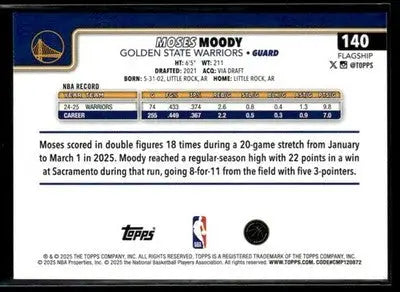 2025-26 Topps Moses Moody #140 Golden State Warriors
