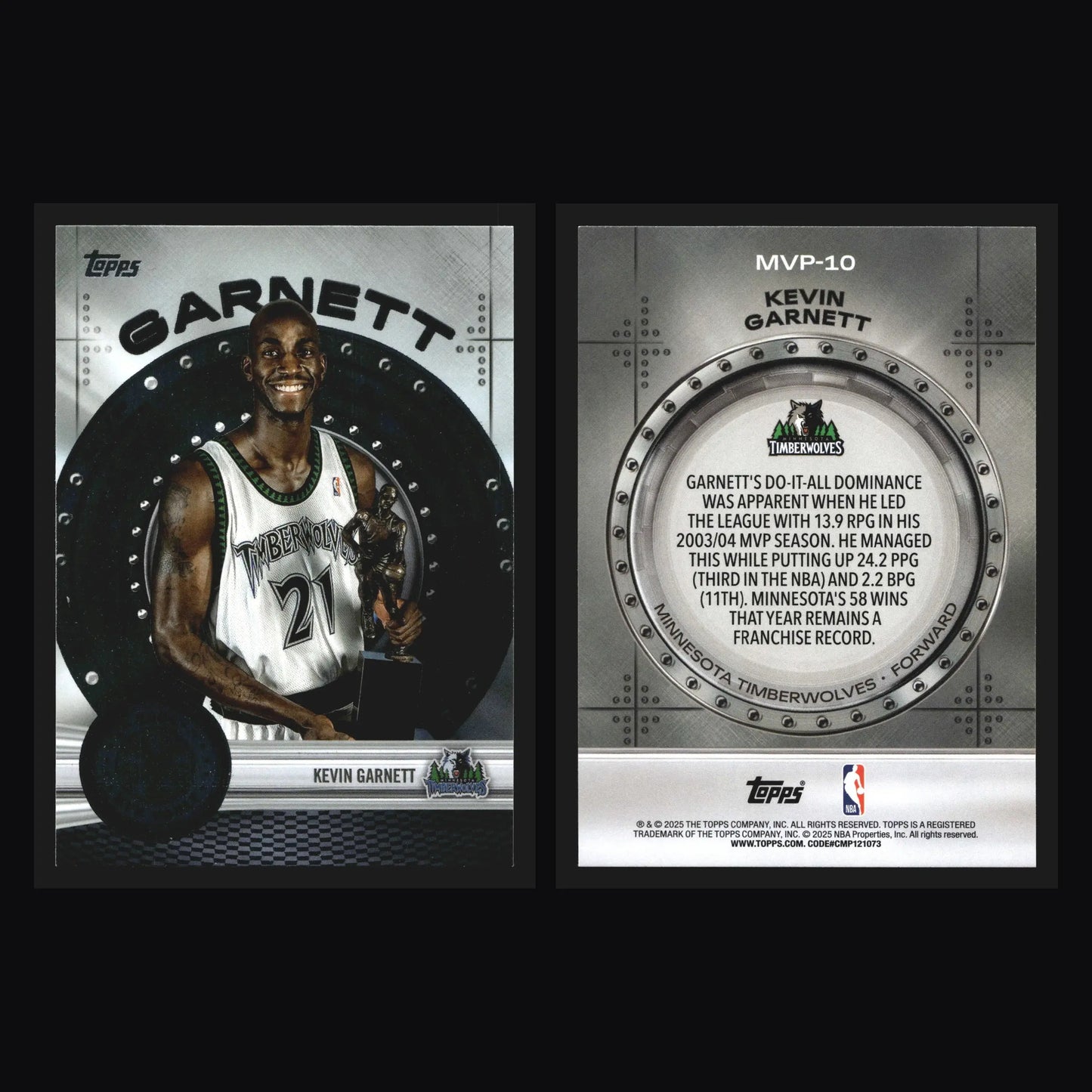 2025-26 Topps MVP Vault Kevin Garnett #MVP-10 Timberwolves HOF - Basketball Card Single