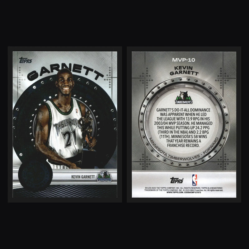 2025-26 Topps MVP Vault Kevin Garnett #MVP-10 Timberwolves HOF - Basketball Card Single