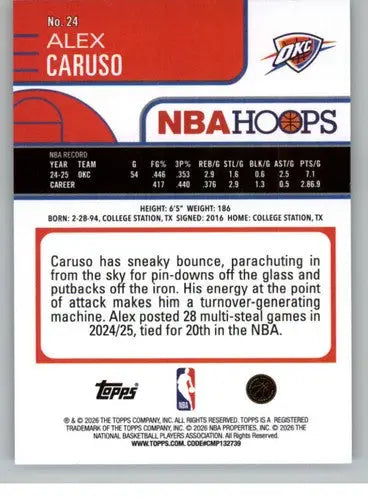 2025-26 Topps NBA Hoops #24 Alex Caruso NM Near Mint Thunder ID:83163