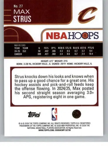 2025-26 Topps NBA Hoops #27 Max Strus NM Near Mint Cavaliers ID:83164