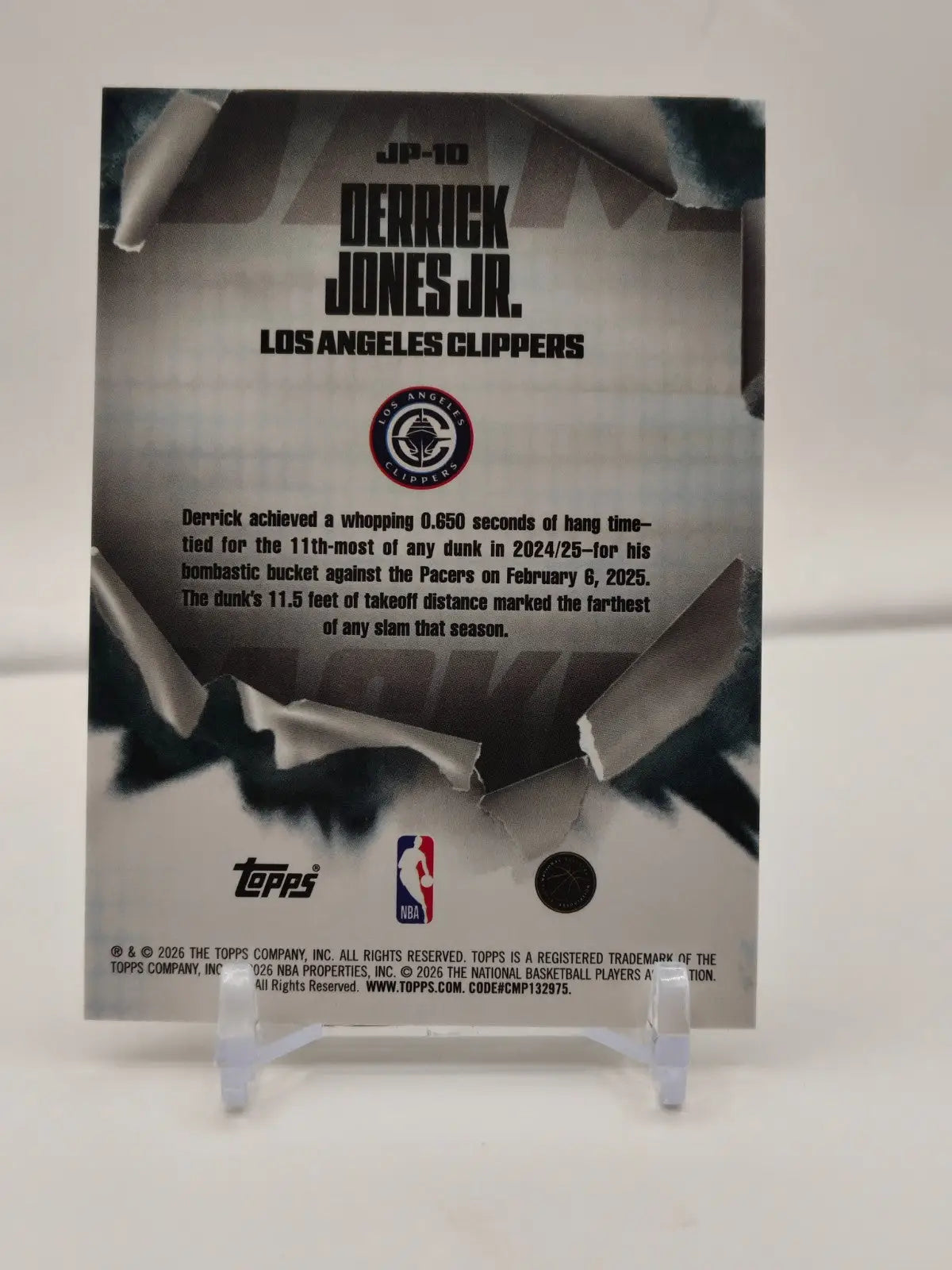 2025-26 Topps NBA Hoops Derrick Jones Jr Jam Packed Insert #JP-10 Clippers - Basketball Card Single