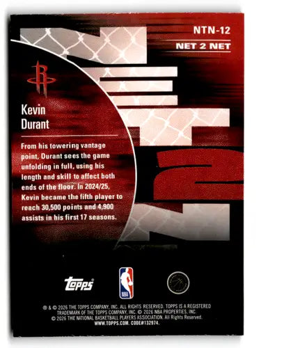 2025-26 Topps NBA Hoops Net 2 Net #NTN-12 Kevin Durant NM Near Mint Roc ID:83144
