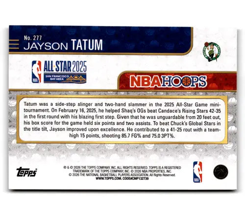 2025-26 Topps NBA Hoops Orange Hoops #277 Jayson tatum NM Near Mint Cel ID:83158