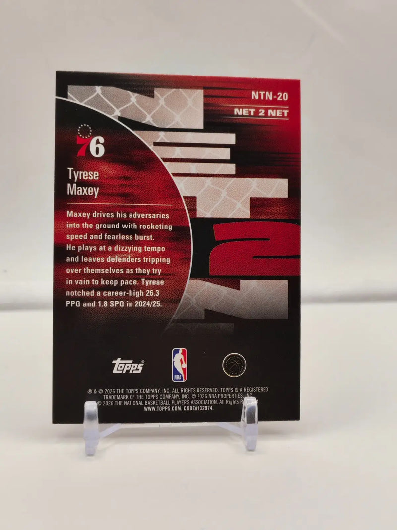 2025-26 Topps NBA Hoops Tyrese Maxey Net 2 Net #NTN-20 76ers - Basketball Card Single