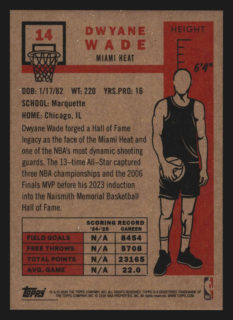 2025-26 Topps NBA Living Set #14 Dwyane Wade Miami Heat HOF