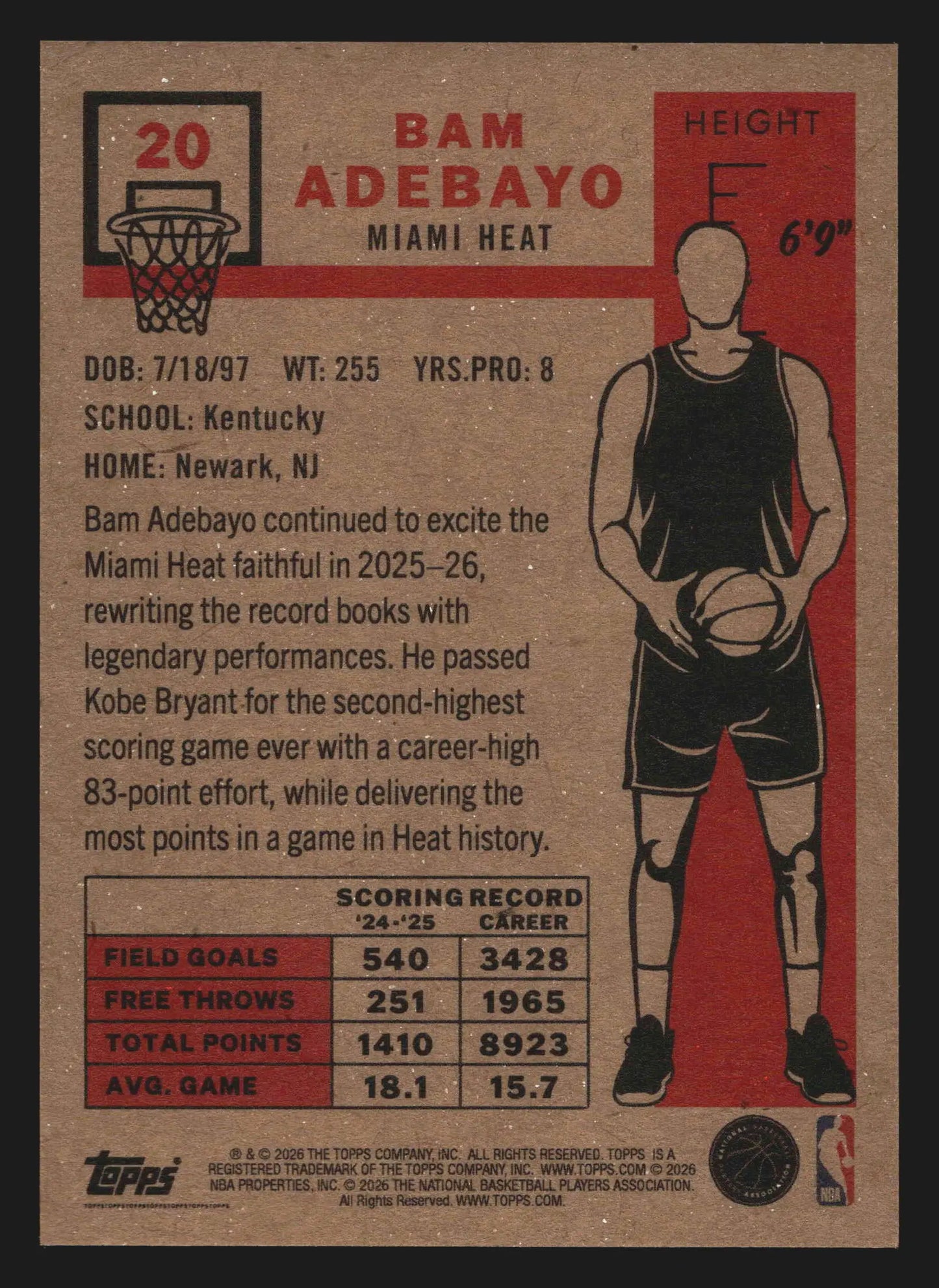 2025-26 Topps NBA Living Set #20 Bam Adebayo Miami Heat