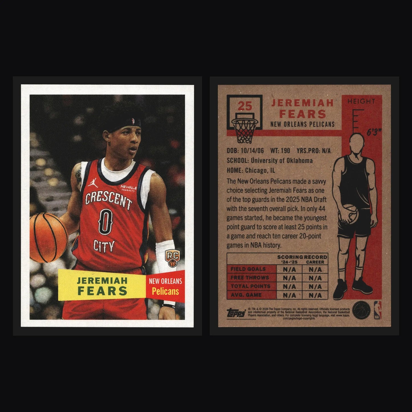 2025-26 Topps NBA Living Set Jeremiah Fears #25 New Orleans Pelicans RC