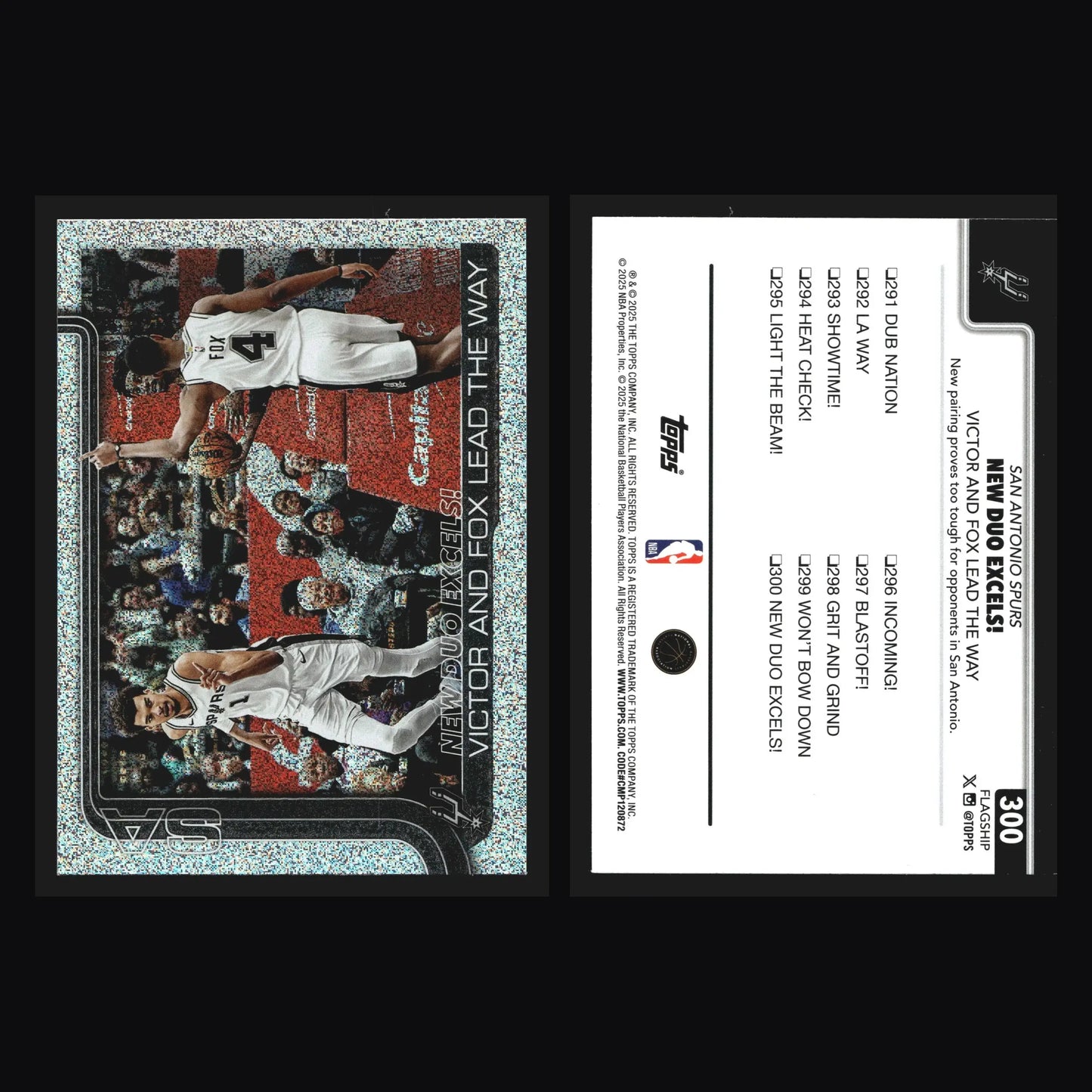 2025-26 Topps New Duo Excels #300 Sandglitter Wembanyama De’Aaron Fox Spurs - Basketball Card Single