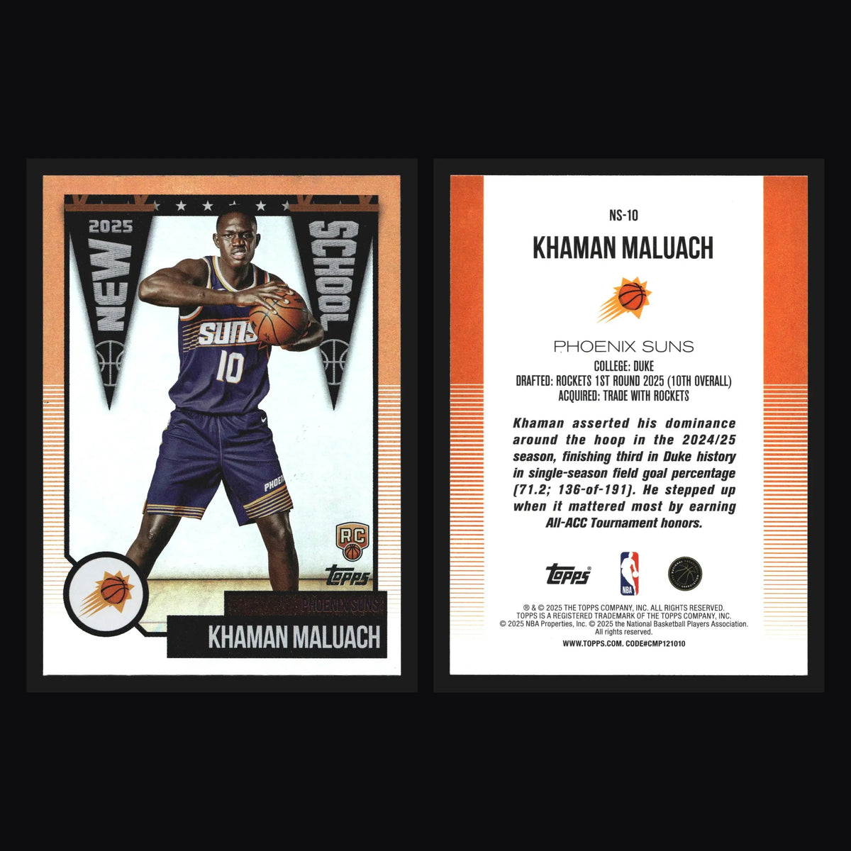 2025-26 Topps New School Khaman Maluach #NS-10 Phoenix Suns RC - Basketball Card Single