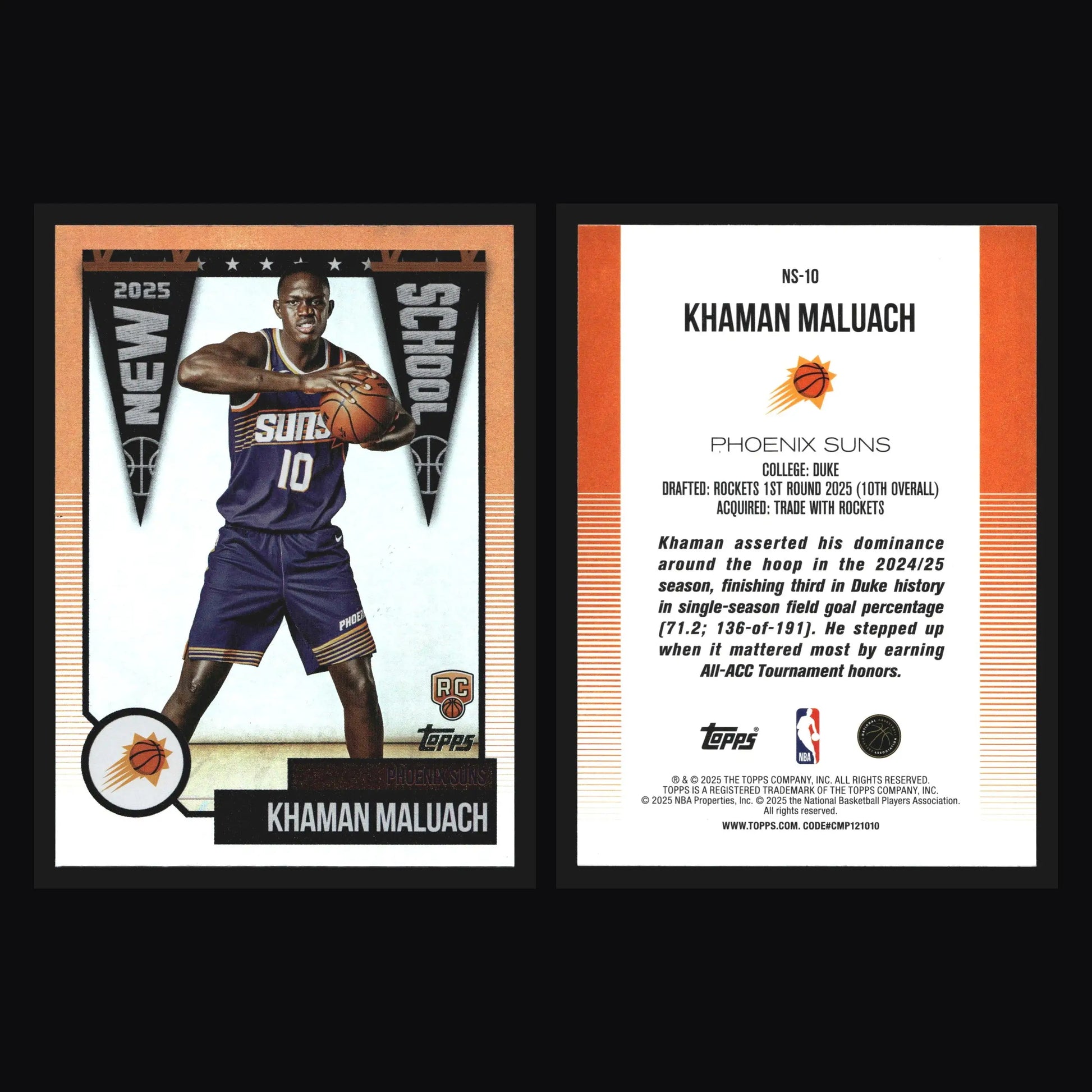 2025-26 Topps New School Khaman Maluach #NS-10 Phoenix Suns RC - Basketball Card Single