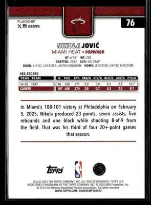 2025-26 Topps Nikola Jović #76 Crackleboard Miami Heat