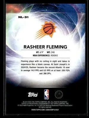 2025-26 Topps #NL-31 Rasheer Fleming No Limit - Basketball Card Single