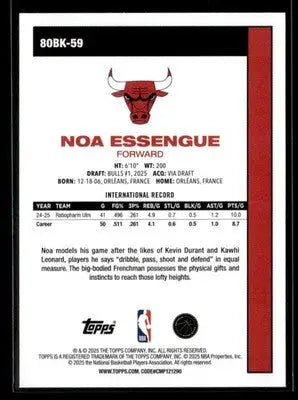2025-26 Topps Noa Essengue #80BK-59 1980-81 Topps Basketball RC Chicago Bulls