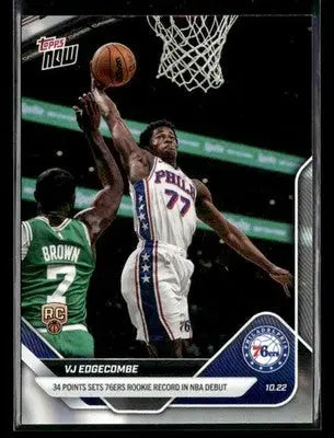 2025-26 Topps Now #11 VJ Edgecombe RC Philadelphia 76ers 34 Points Sets Record - Basketball Card Single