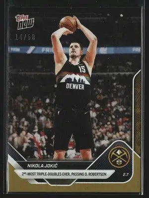 2025-26 Topps NOW #166 Nikola Jokic Nuggets Gold /50 2nd Most Triple-Doubles - Basketball Card Single