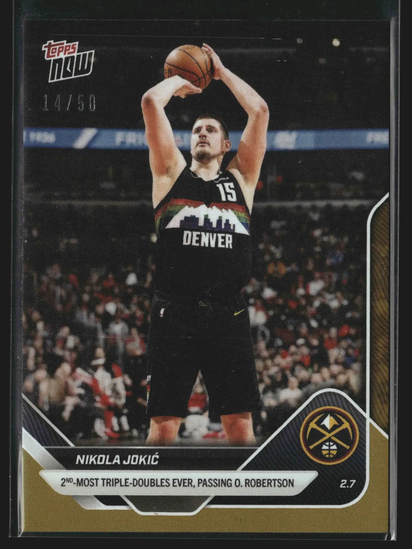 2025-26 Topps NOW #166 Nikola Jokic Nuggets Gold /50 2nd Most Triple-Doubles