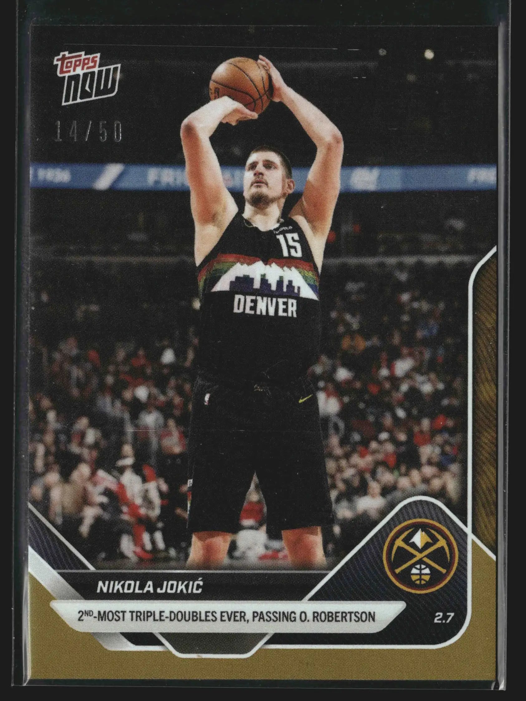 2025-26 Topps NOW #166 Nikola Jokic Nuggets Gold /50 2nd Most Triple-Doubles