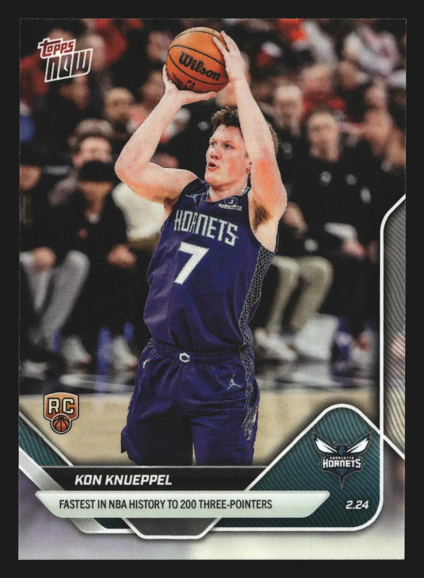 2025-26 Topps NOW #182 Kon Knueppel Hornets RC Fastest to 200 3PM