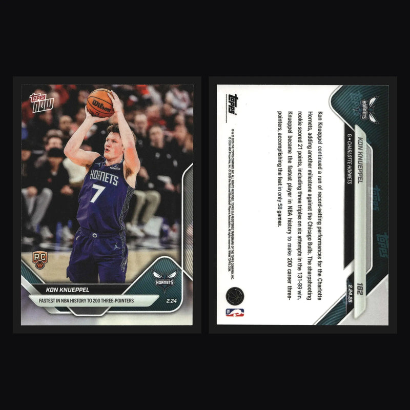 2025-26 Topps NOW #182 Kon Knueppel Hornets RC Fastest to 200 3PM
