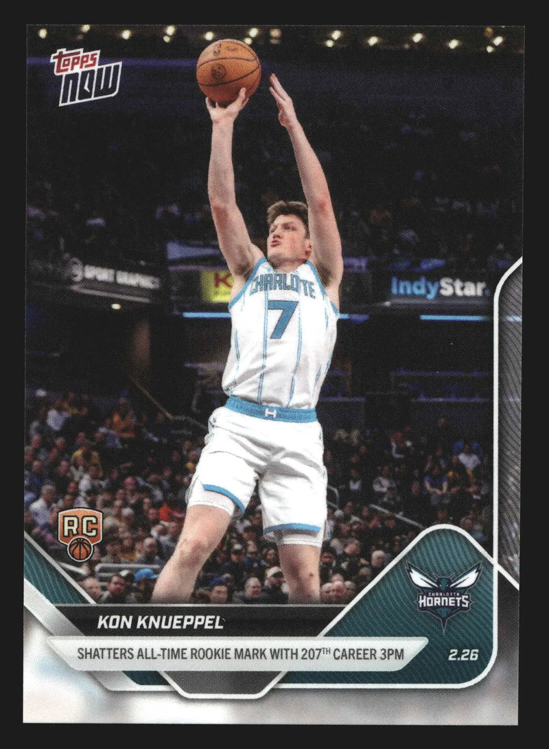 2025-26 Topps NOW #184 Kon Knueppel Hornets RC All-Time Rookie 3PM Mark