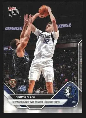 2025-26 Topps NOW #193 Cooper Flagg Mavericks RC 2nd Youngest 1000 Career Pts - Basketball Card Single