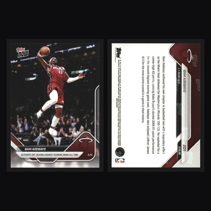 2025-26 Topps NOW #201 Bam Adebayo Heat 83 Pts 2nd-Highest All-Time