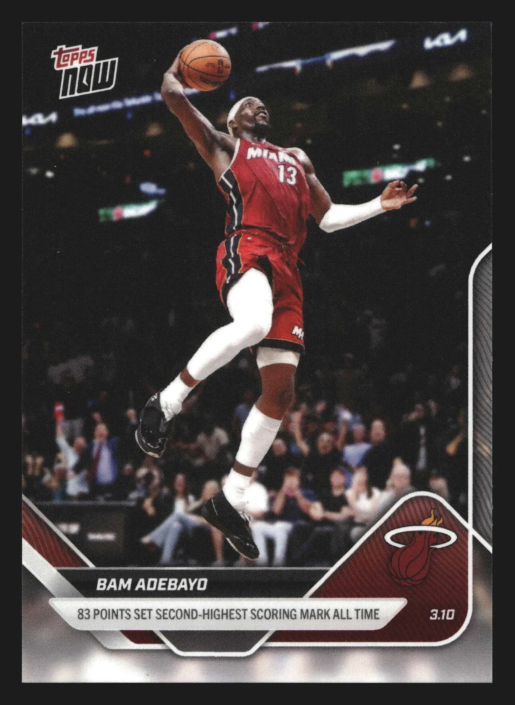 2025-26 Topps NOW #201 Bam Adebayo Heat 83 Pts 2nd-Highest All-Time